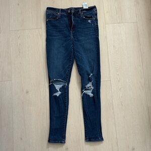 Abercrombie & Fitch Dark Blue Distressed Skinny Jeans